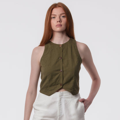 The Rachel Linen Blend Vest