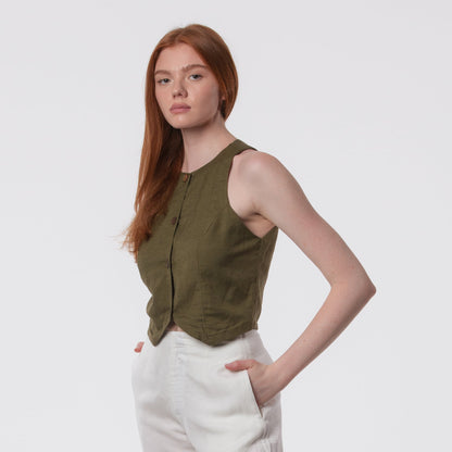 The Rachel Linen Blend Vest