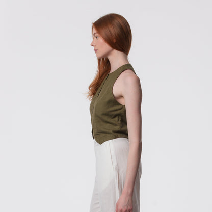 The Rachel Linen Blend Vest
