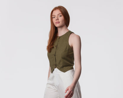 The Rachel Linen Blend Vest