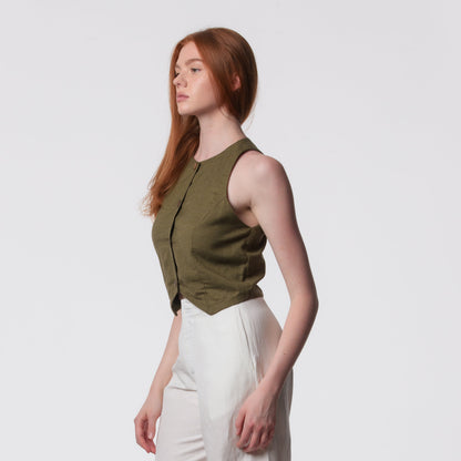 The Rachel Linen Blend Vest