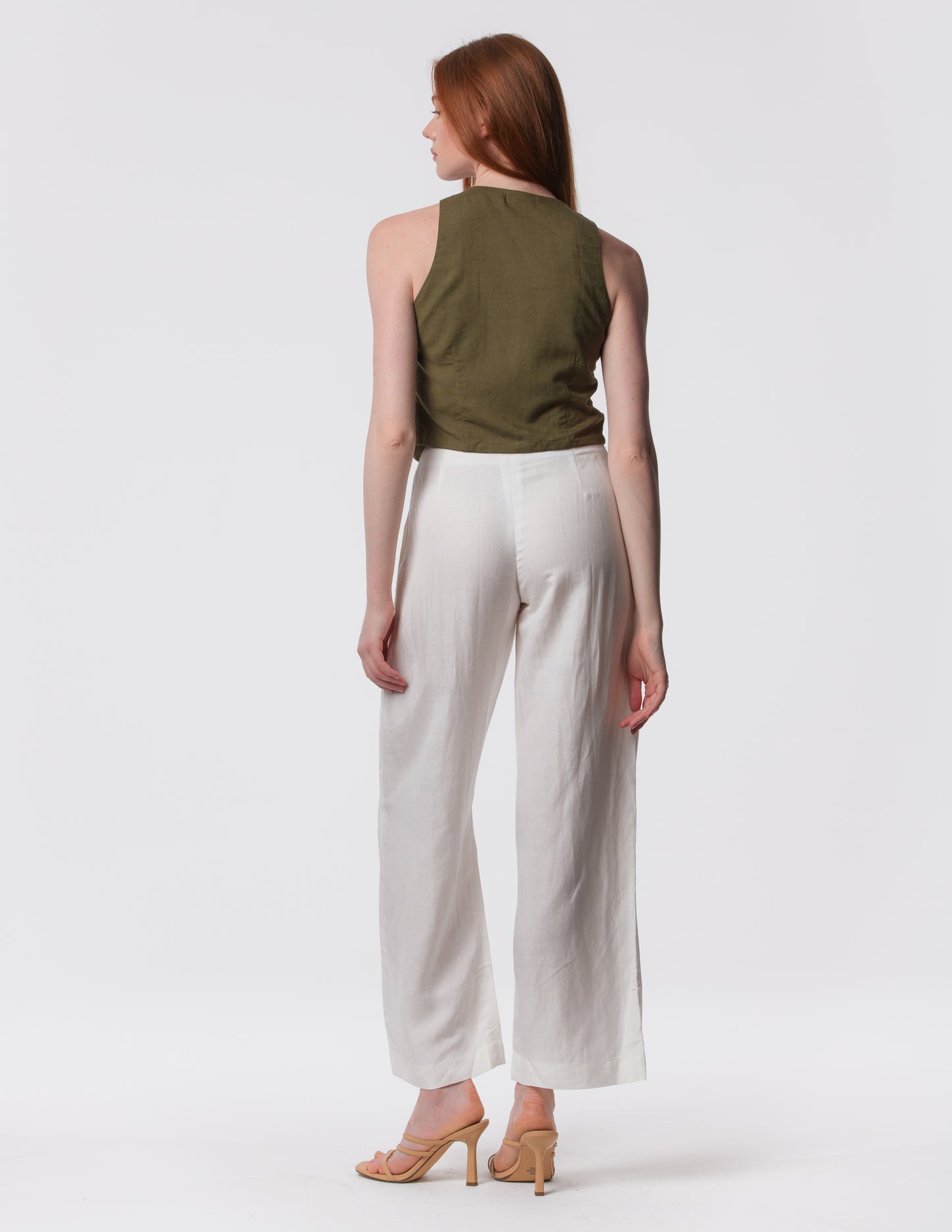 The Apartment Pants – High-Rise Wide-Leg Linen Blend Pants