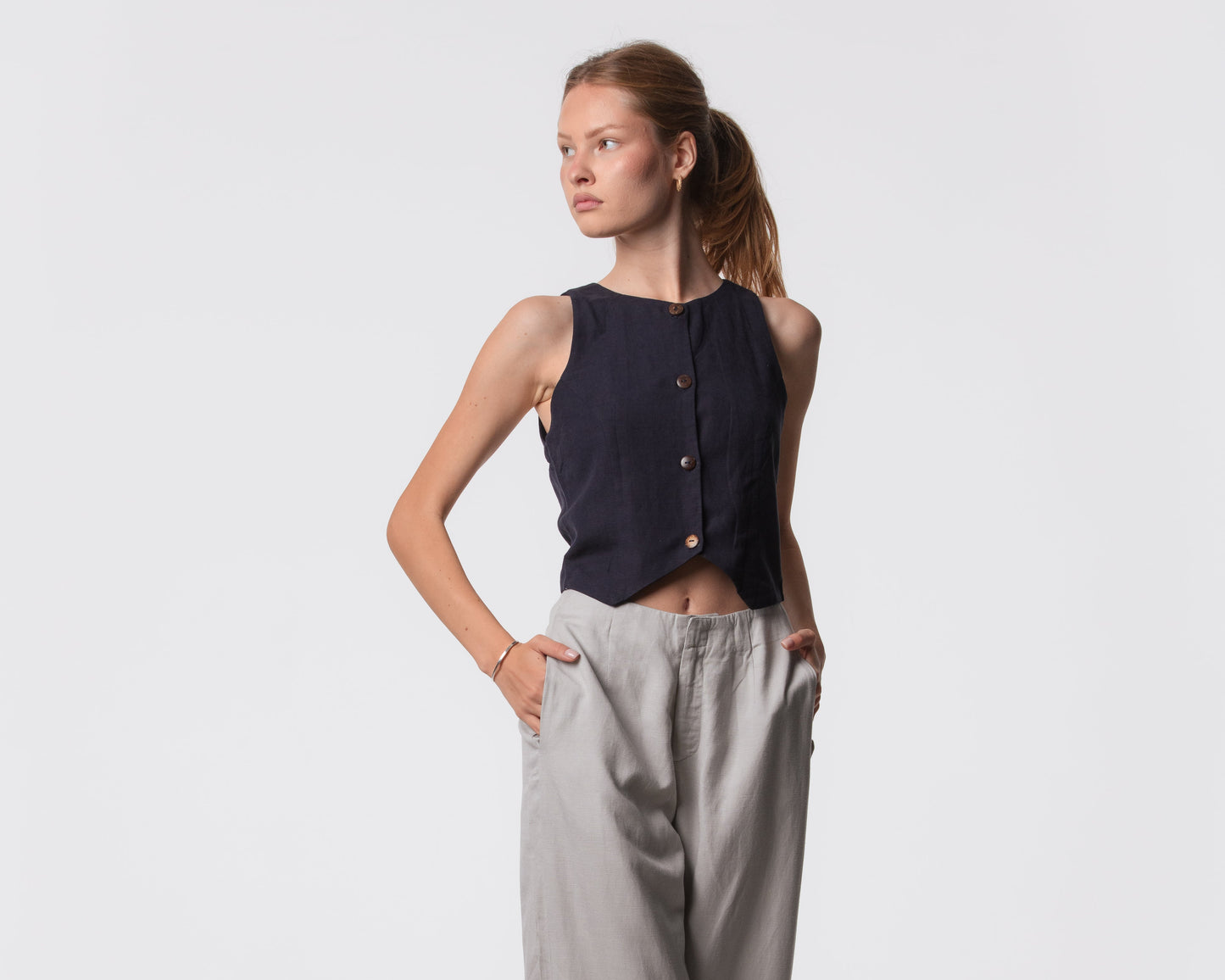 The Rachel Linen Blend Vest