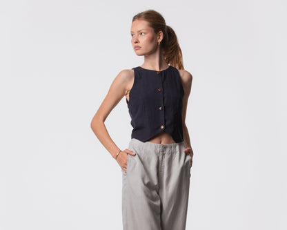 The Rachel Linen Blend Vest