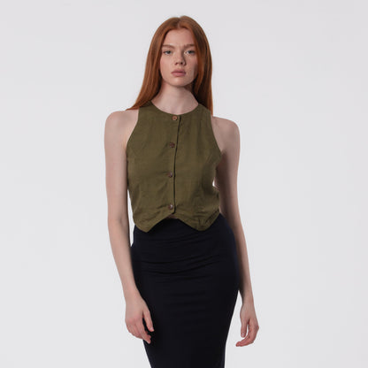 The Rachel Linen Blend Vest