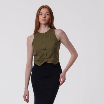 The Rachel Linen Blend Vest