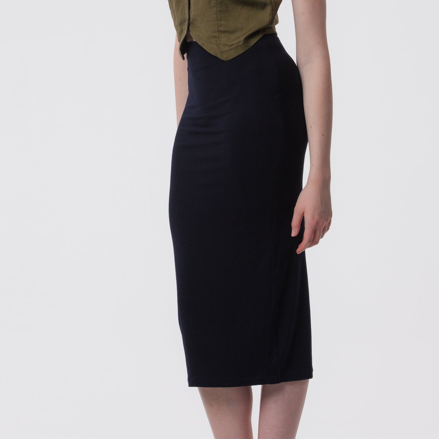 The Capsule Midi Skirt in Cotton Stretch