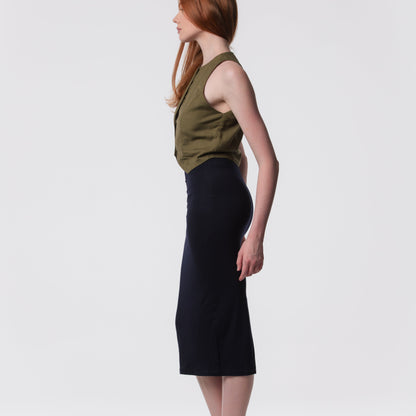 The Capsule Midi Skirt in Cotton Stretch