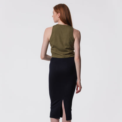 The Capsule Midi Skirt in Cotton Stretch