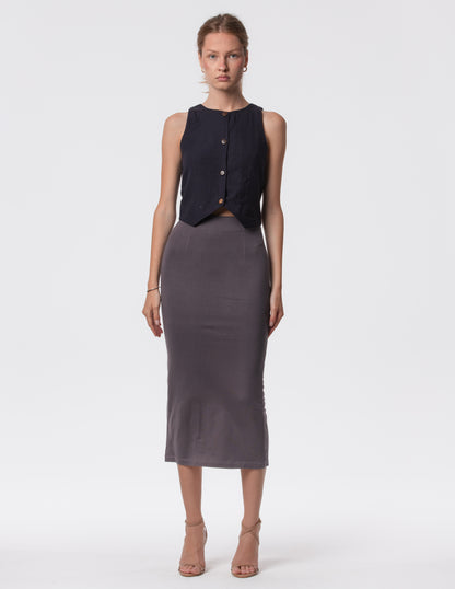 The Capsule Midi Skirt in Cotton Stretch