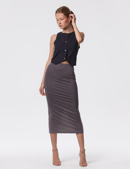 The Capsule Midi Skirt in Cotton Stretch