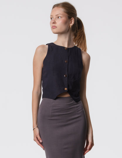 The Rachel Linen Blend Vest