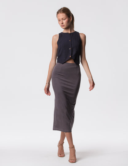 The Capsule Midi Skirt in Cotton Stretch