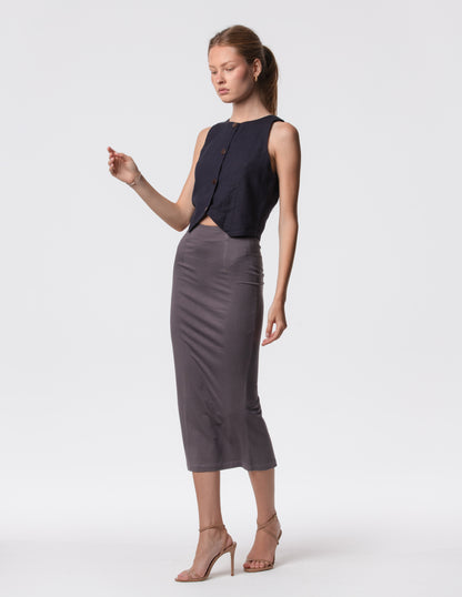 The Capsule Midi Skirt in Cotton Stretch