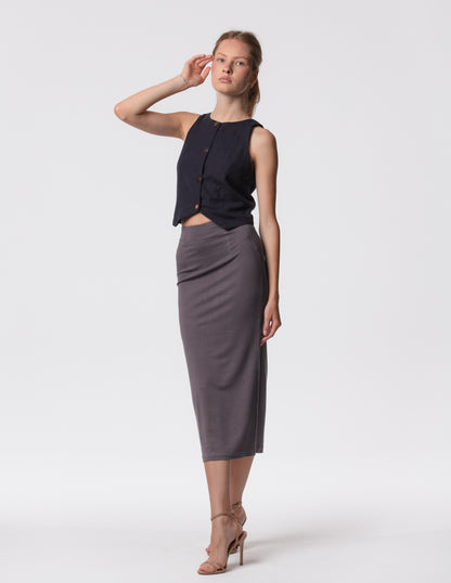 The Capsule Midi Skirt in Cotton Stretch