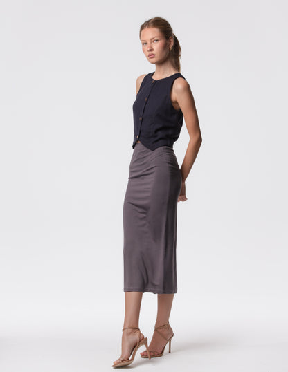 The Capsule Midi Skirt in Cotton Stretch