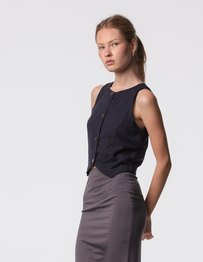 The Rachel Linen Blend Vest