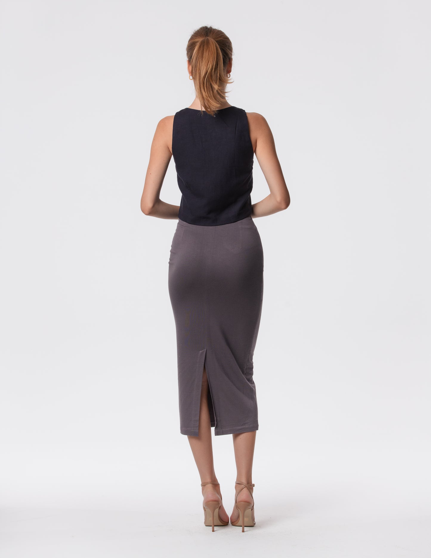 The Capsule Midi Skirt in Cotton Stretch