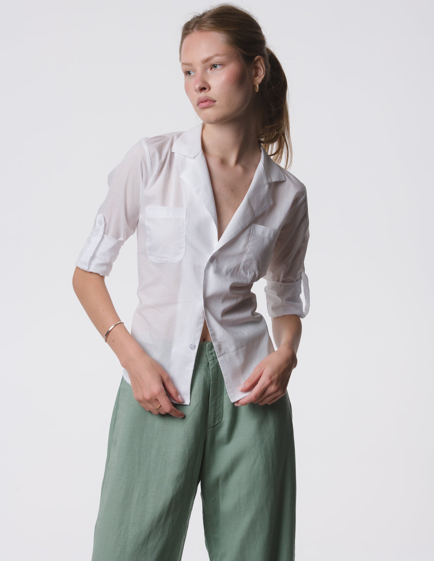 The Apartment Pants – High-Rise Wide-Leg Linen Blend Pants