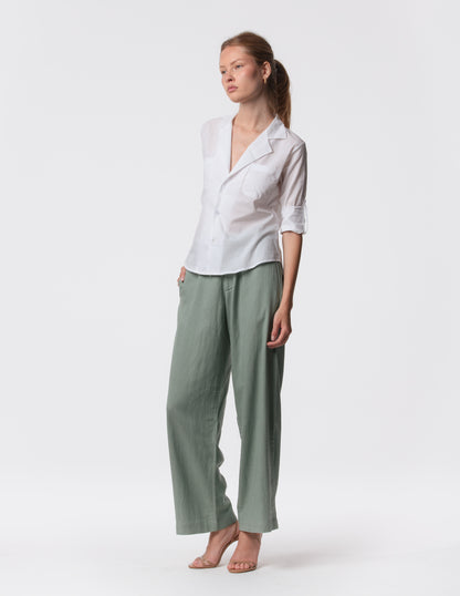 The Apartment Pants – High-Rise Wide-Leg Linen Blend Pants