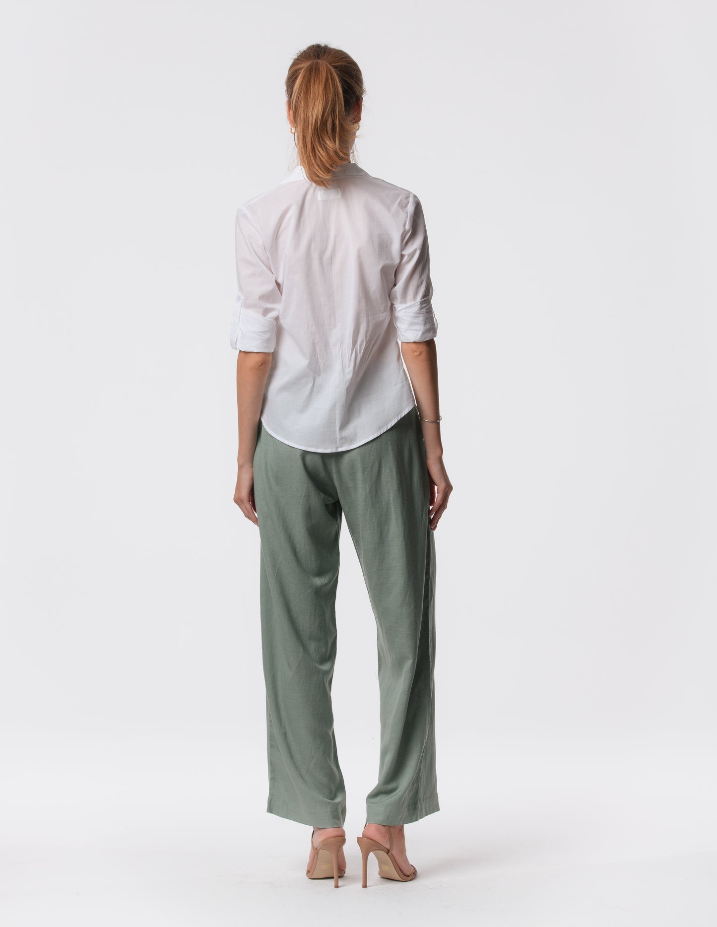 The Apartment Pants – High-Rise Wide-Leg Linen Blend Pants