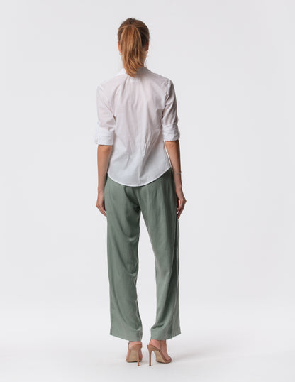 The Apartment Pants – High-Rise Wide-Leg Linen Blend Pants