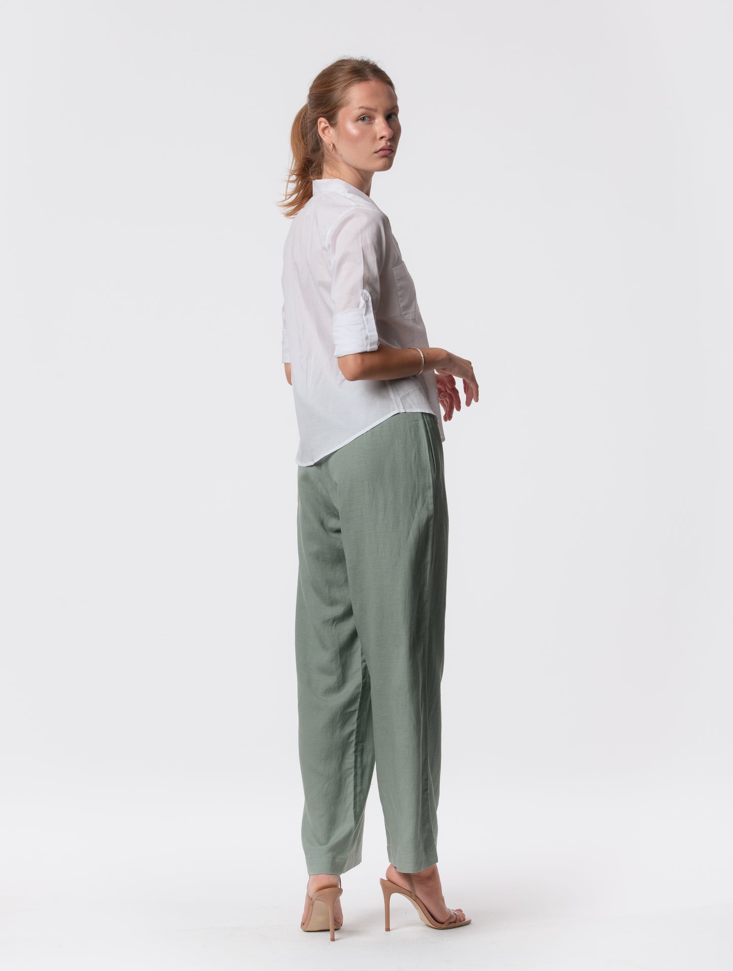 The Apartment Pants – High-Rise Wide-Leg Linen Blend Pants