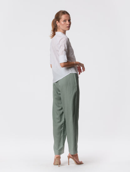 The Apartment Pants – High-Rise Wide-Leg Linen Blend Pants