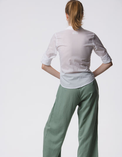 The Apartment Pants – High-Rise Wide-Leg Linen Blend Pants