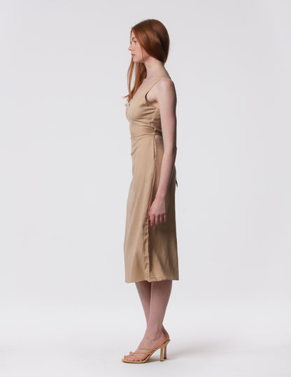 The Everyday V-Neck Linen Blend Midi Dress