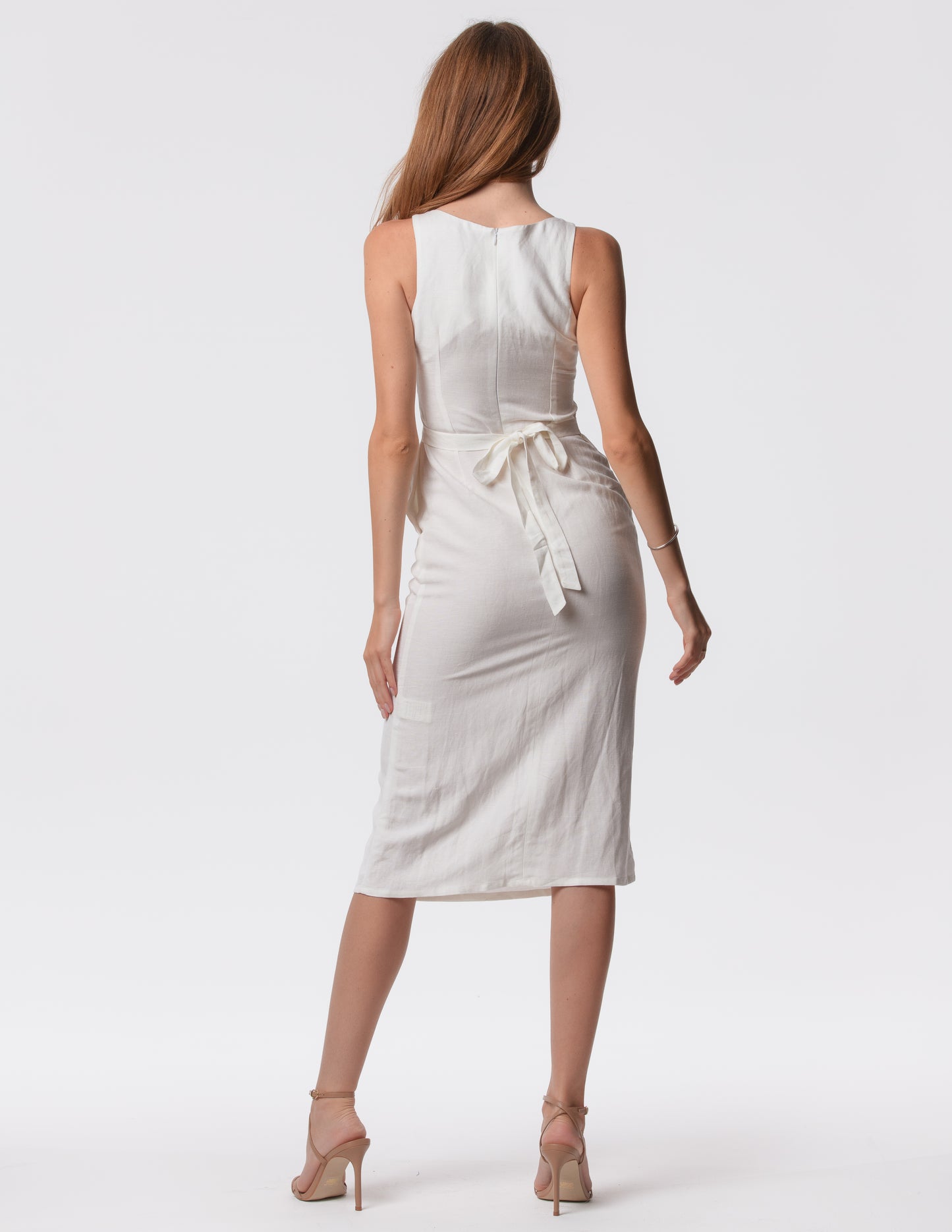 The Everyday V-Neck Linen Blend Midi Dress