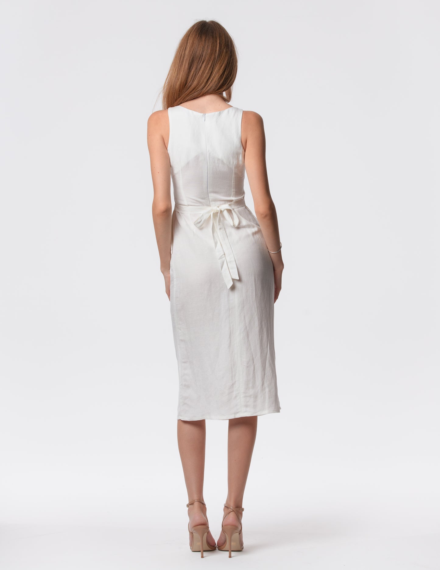 The Everyday V-Neck Linen Blend Midi Dress